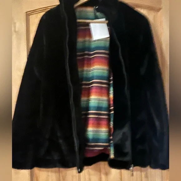 NWT Crazy Train Black Faux Fur Jacket Sz L - Picture 3 of 5